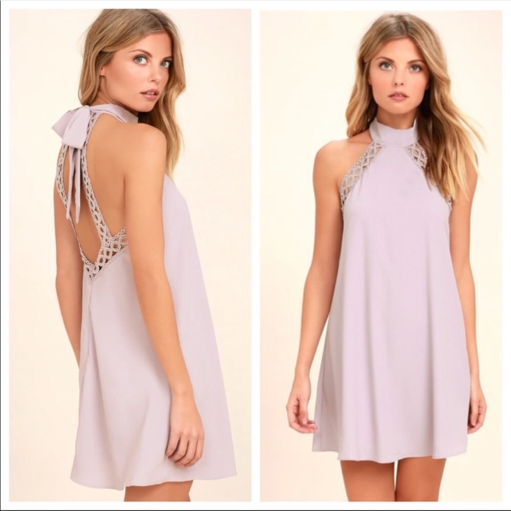 Lavender Halter Lace Tie Dress